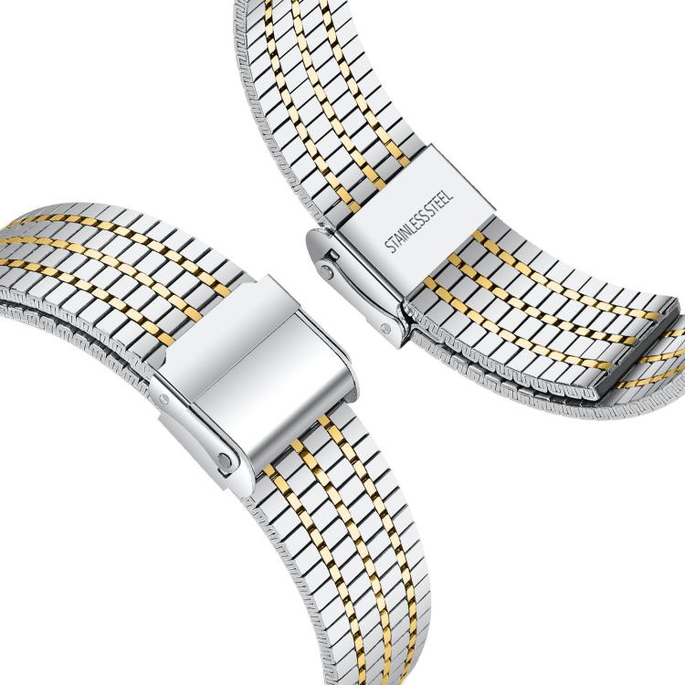 For Samsung Galaxy Watch Ultra 47mm / Ultra 2025 Seven Beads Buckle Stainless Steel Watch Band(Silver Gold) by bashfashion