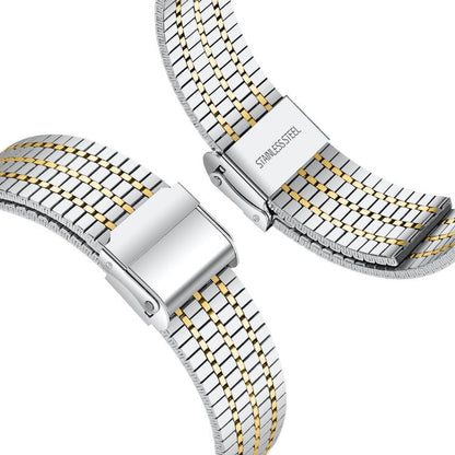 For Samsung Galaxy Watch Ultra 47mm / Ultra 2025 Seven Beads Buckle Stainless Steel Watch Band(Silver Gold) by bashfashion