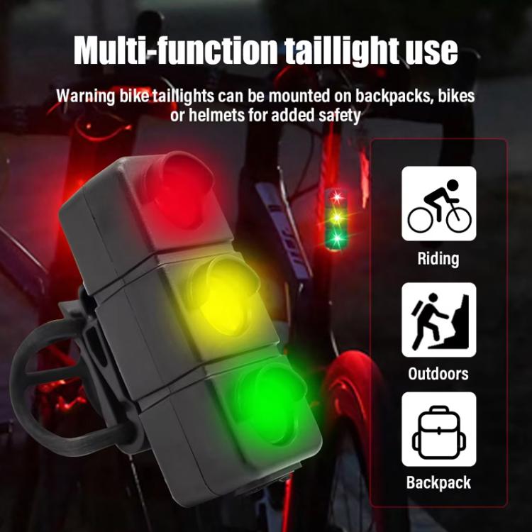 QX-W19 Creative Bicycle Three Color LED Tail Light, Safe Night Riding Warning Light(Black) by bashfashion