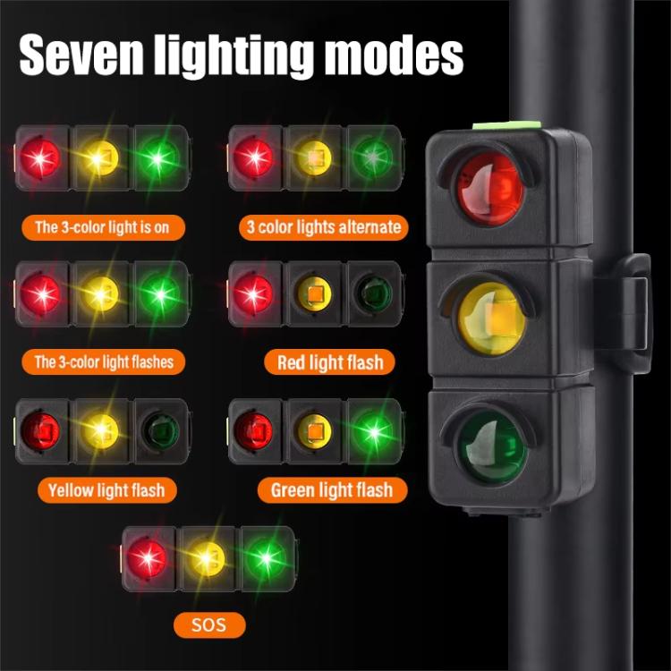 QX-W19 Creative Bicycle Three Color LED Tail Light, Safe Night Riding Warning Light(Black) by bashfashion