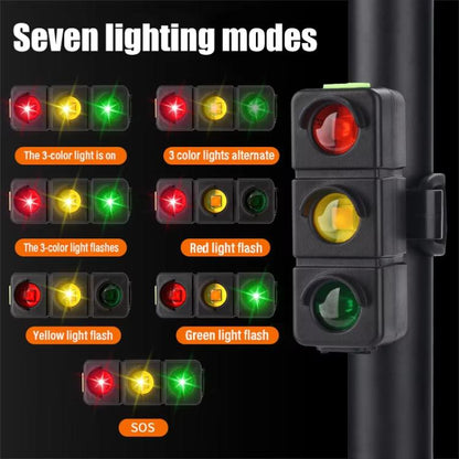 QX-W19 Creative Bicycle Three Color LED Tail Light, Safe Night Riding Warning Light(Black) by bashfashion