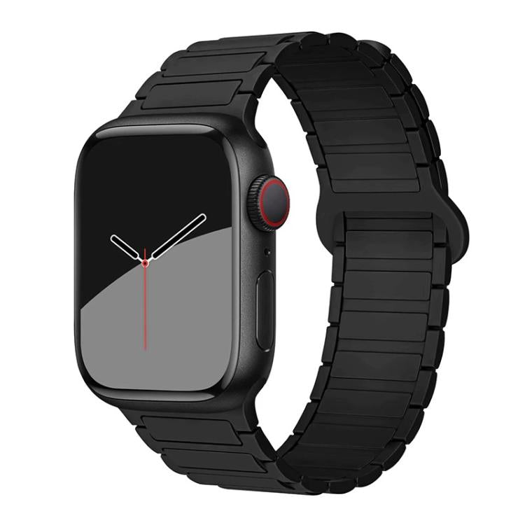 For Apple Watch 42 / 44 / 45 / 46 / 49mm xDfind Magnetic Three-bead Silicone Watch Band(Black) by xDfind