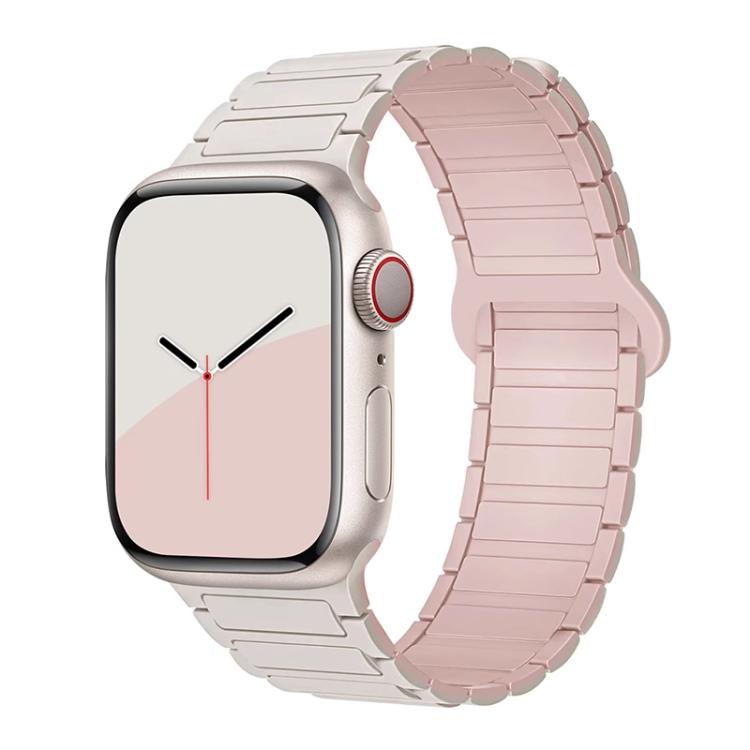 For Apple Watch 42 / 44 / 45 / 46 / 49mm xDfind Magnetic Three-bead Silicone Watch Band(Starlight Pink) by xDfind