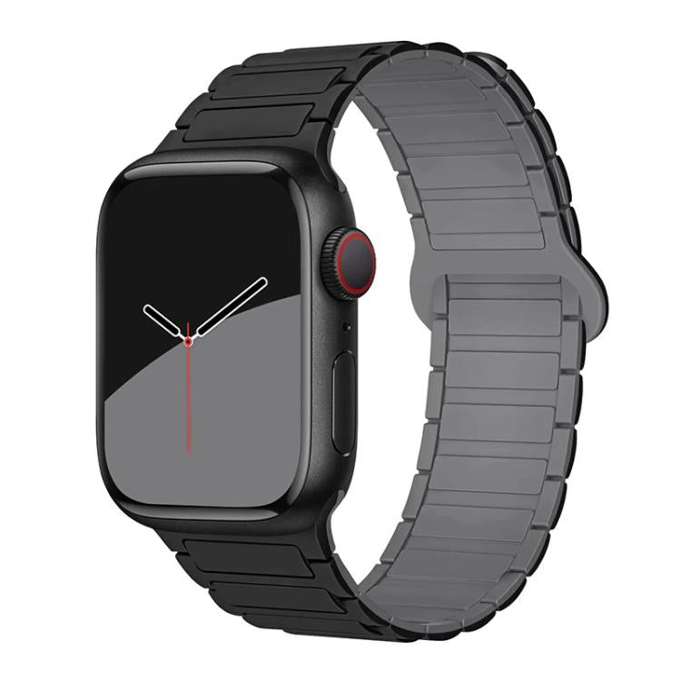 For Apple Watch 38 / 40 / 41 / S10 42mm xDfind Magnetic Three-bead Silicone Watch Band(Black Grey) by xDfind