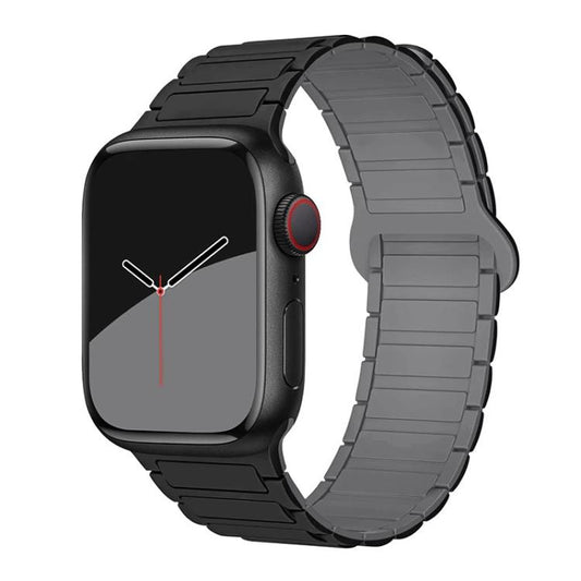 For Apple Watch 38 / 40 / 41 / S10 42mm xDfind Magnetic Three-bead Silicone Watch Band(Black Grey) by xDfind