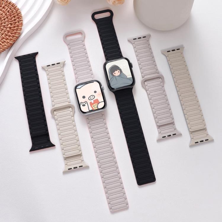 For Apple Watch 38 / 40 / 41 / S10 42mm xDfind Magnetic Three-bead Silicone Watch Band(Starlight Pink) by xDfind