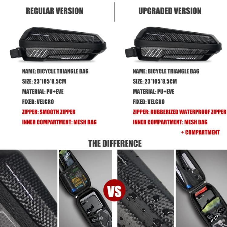 WILD MAN E5S Mountain Bicycle Front Bag EVA Hard Shell Bag(Black) by WILD MAN