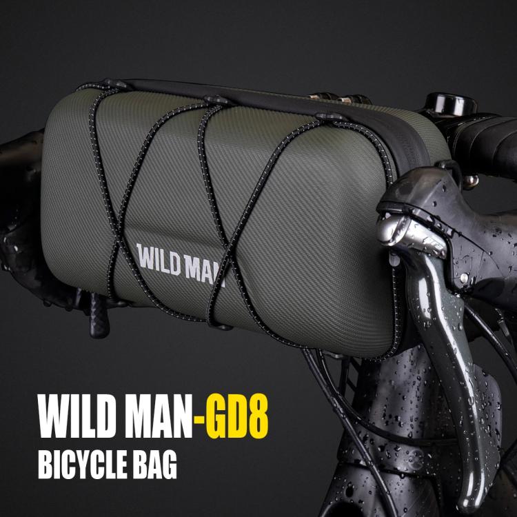 WILD MAN GD8 Mountain Bicycle EVA Hard Shell Handlebar Bag(Army Green) by WILD MAN