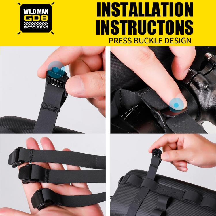 WILD MAN GD8 Mountain Bicycle EVA Hard Shell Handlebar Bag(Black) by WILD MAN