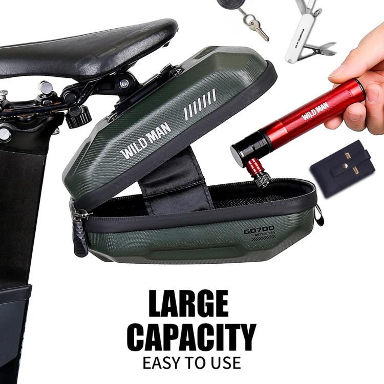 WILD MAN GD700 Mountain Bicycle EVA Hard Shell Bag Bike Seat Bag(Army Green) by WILD MAN
