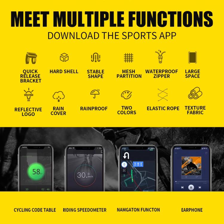 WILD MAN GX220X Mountain Bicycle EVA Hard Shell Bag Bike Front Quick Release Bracket(Grey) by WILD MAN