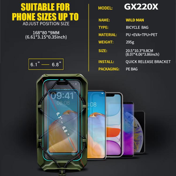 WILD MAN GX220X Mountain Bicycle EVA Hard Shell Bag Bike Front Quick Release Bracket(Grey) by WILD MAN