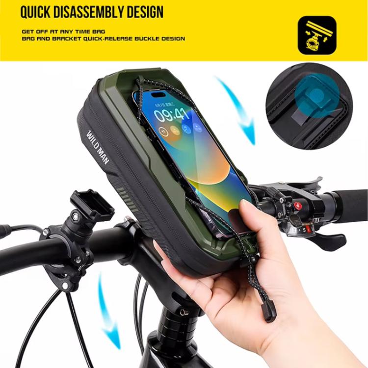 WILD MAN GX330 Mountain Bicycle Mobile Phone Holder EVA Hard Shell Handlebar Bag(Grey) by WILD MAN