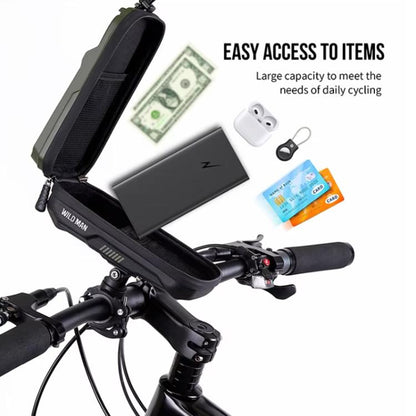 WILD MAN GX330 Mountain Bicycle Mobile Phone Holder EVA Hard Shell Handlebar Bag(Black) by WILD MAN