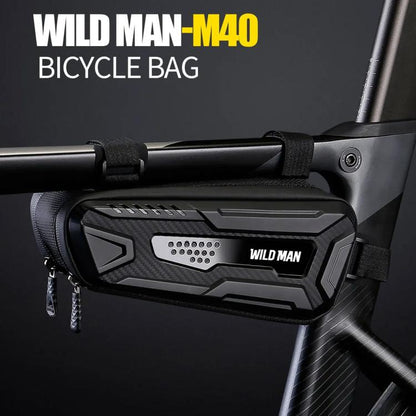 WILD MAN M40 Mountain Bicycle Front Beam Triangle Bag TPU Carbon Fiber Hard Shell Bag Cycling Equipment(Black) by WILD MAN