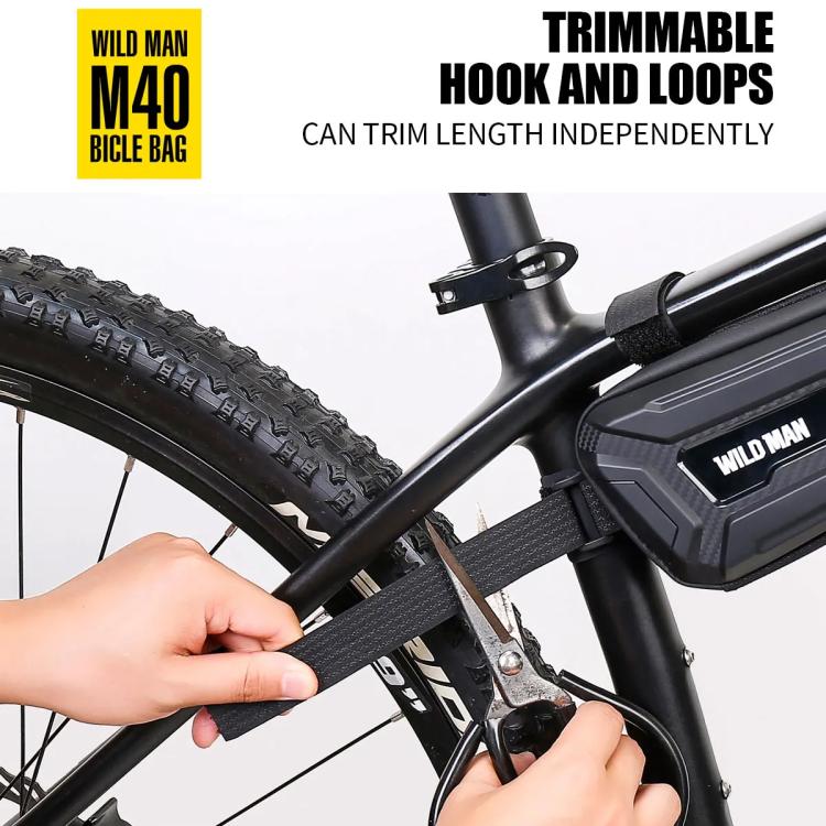 WILD MAN M40 Mountain Bicycle Front Beam Triangle Bag TPU Carbon Fiber Hard Shell Bag Cycling Equipment(Black) by WILD MAN