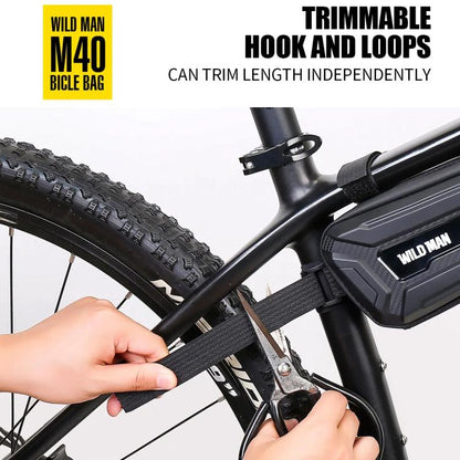 WILD MAN M40 Mountain Bicycle Front Beam Triangle Bag TPU Carbon Fiber Hard Shell Bag Cycling Equipment(Black) by WILD MAN