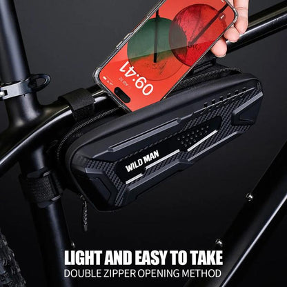 WILD MAN M40 Mountain Bicycle Front Beam Triangle Bag TPU Carbon Fiber Hard Shell Bag Cycling Equipment(Black) by WILD MAN