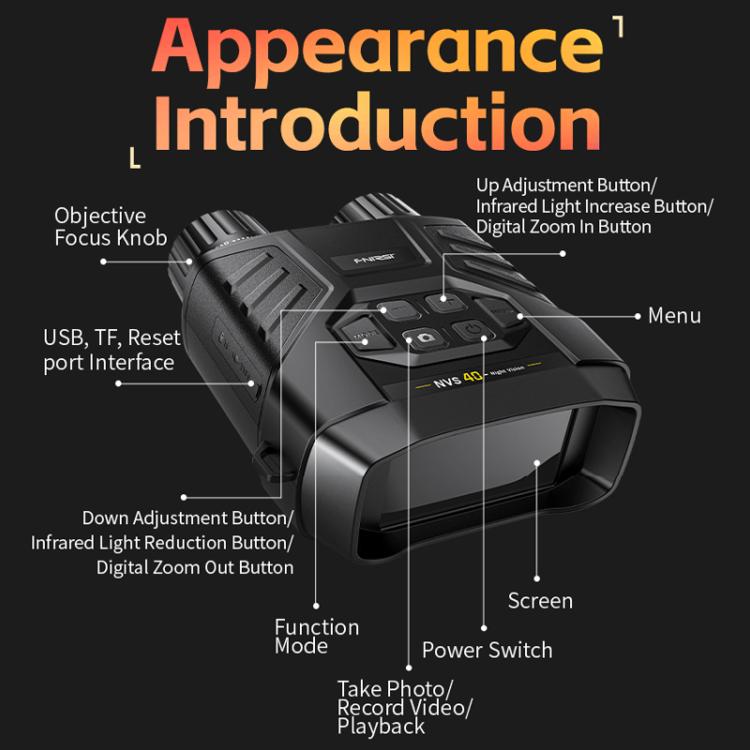 FNIRSI NVS-40 Small Portable Outdoor 4K Full Color HD Infrared Binocular Night Vision Device(Black) by FNIRSI