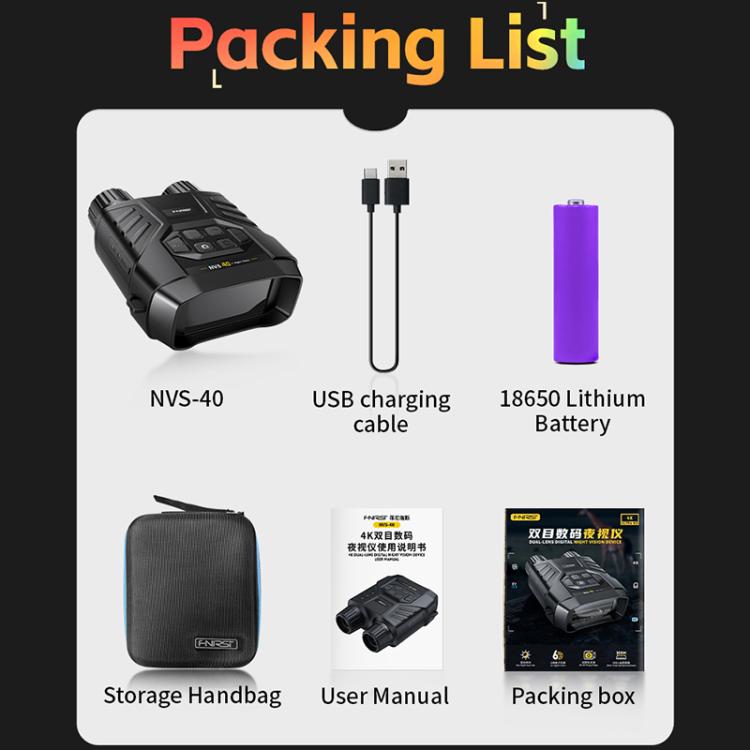 FNIRSI NVS-40 Small Portable Outdoor 4K Full Color HD Infrared Binocular Night Vision Device(Black) by FNIRSI