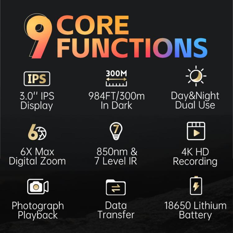 FNIRSI NVS-40 Small Portable Outdoor 4K Full Color HD Infrared Binocular Night Vision Device(Black) by FNIRSI