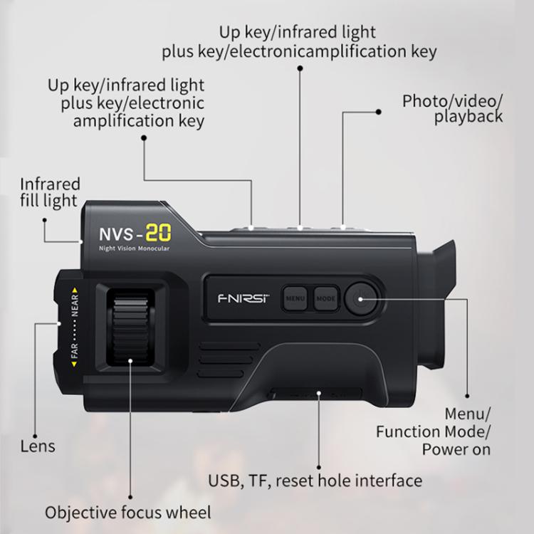FNIRSI NVS-20 Small Portable Outdoor 4K Full Color HD Infrared Night Vision Device(Black) by FNIRSI