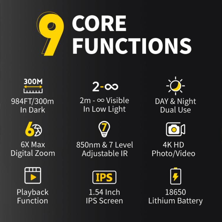 FNIRSI NVS-20 Small Portable Outdoor 4K Full Color HD Infrared Night Vision Device(Black) by FNIRSI