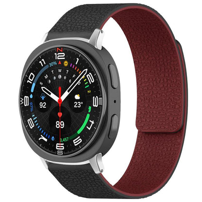 For Samsung Galaxy Watch Ultra/Ultra 2025 xDfind Litchi Texture Magnetic Silicone Watch Band(Black Red) by xDfind