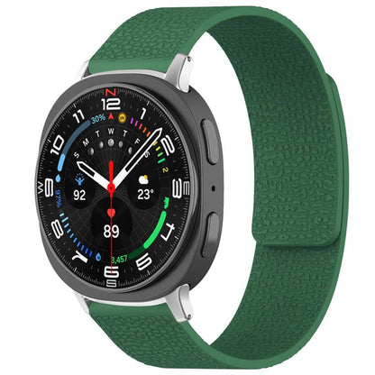For Samsung Galaxy Watch Ultra/Ultra 2025 xDfind Litchi Texture Magnetic Silicone Watch Band(Dark Green) by xDfind