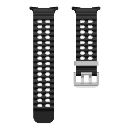 For Samsung Galaxy Watch Ultra / Ultra 2025 Ocean Two Color Dual-Row Hole Silver Buckle Silicone Watch Band(Black Grey) by bashfashion