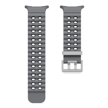 For Samsung Galaxy Watch Ultra / Ultra 2025 Ocean Two Color Dual-Row Hole Silver Buckle Silicone Watch Band(Coal Black) by bashfashion