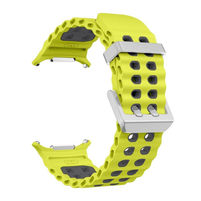 For Samsung Galaxy Watch Ultra / Ultra 2025 Ocean Two Color Dual-Row Hole Silver Buckle Silicone Watch Band(Lime Gray) by bashfashion
