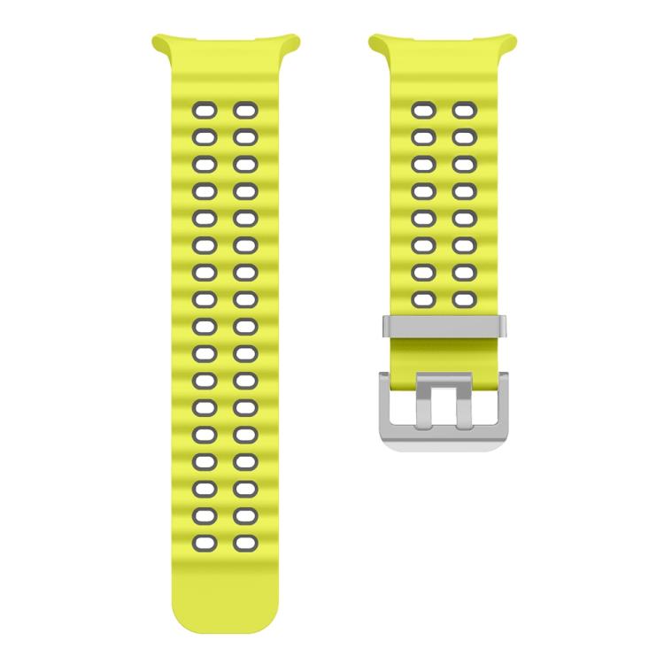 For Samsung Galaxy Watch Ultra / Ultra 2025 Ocean Two Color Dual-Row Hole Silver Buckle Silicone Watch Band(Lime Gray) by bashfashion