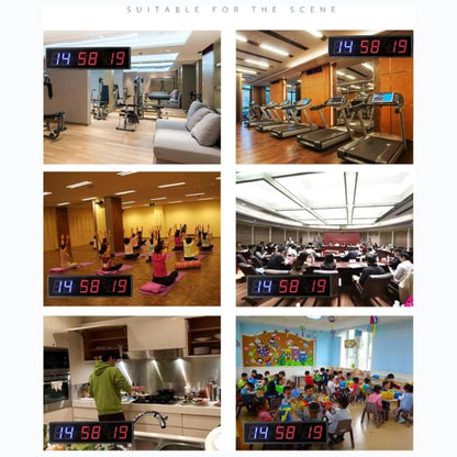 KYX--0018 Aluminum Alloy Shell 1.8 inch 6-digit LED Sports Fitness Multi-function Timer, Plug:EU Plug(Black) by bashfashion