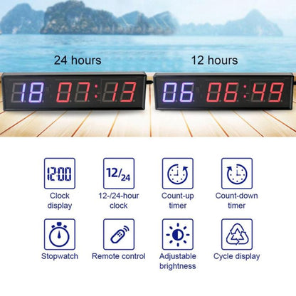KYX--0018 Aluminum Alloy Shell 1.8 inch 6-digit LED Sports Fitness Multi-function Timer, Plug:UK Plug(Black) by bashfashion