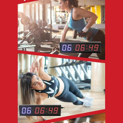 KYX--0018 Aluminum Alloy Shell 1.8 inch 6-digit LED Sports Fitness Multi-function Timer, Plug:UK Plug(Black) by bashfashion