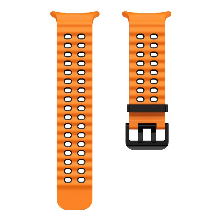 For Samsung Galaxy Watch Ultra 47mm / Ultra 2025 xDfind Black Buckle Ocean Two Color Dual-row Hole Silicone Watch Band(Orange Black) by xDfind