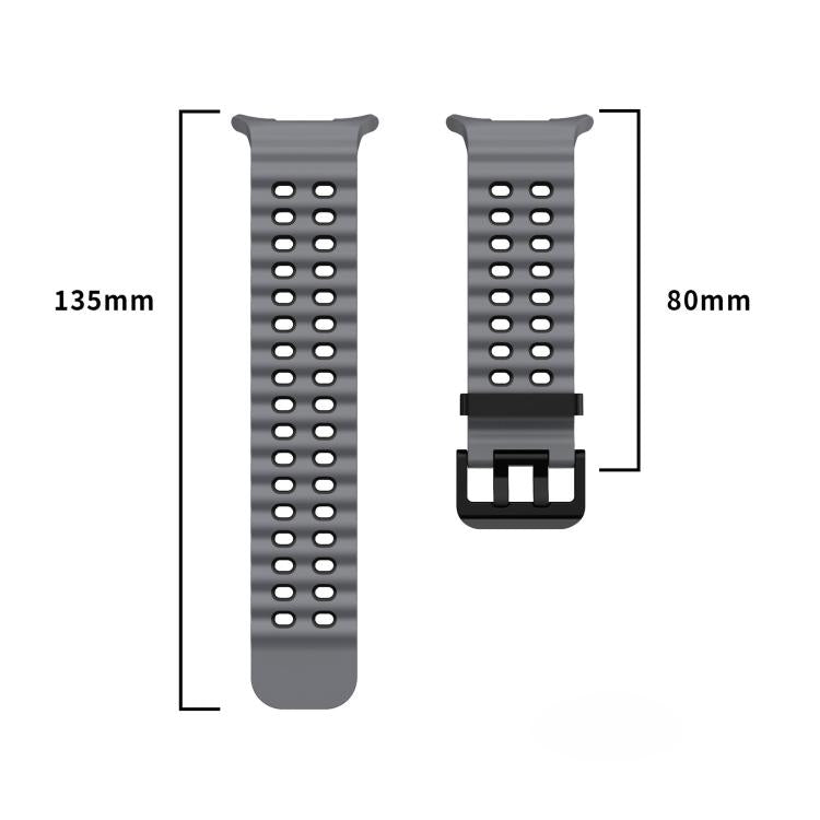 For Samsung Galaxy Watch8 / 8 Classic xDfind Black Buckle Ocean Two Color Dual-row Hole Silicone Watch Band(Army Green Black) by xDfind