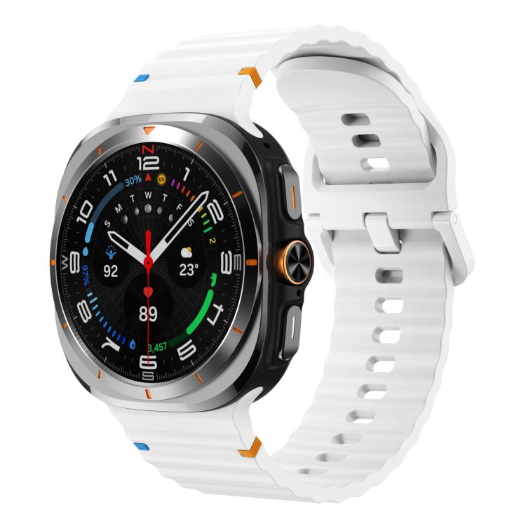 For Samsung Galaxy Watch Ultra 47mm / Ultra 2025 xDfind Wave Stitching Silicone Watch Band(White) by xDfind