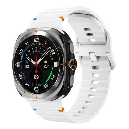 For Samsung Galaxy Watch Ultra 47mm / Ultra 2025 xDfind Wave Stitching Silicone Watch Band(White) by xDfind