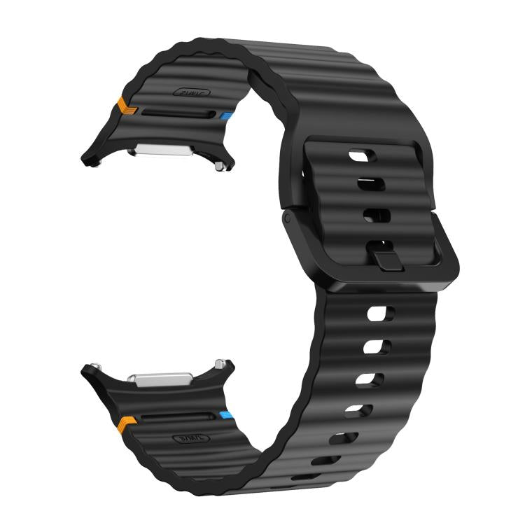 For Samsung Galaxy Watch Ultra 47mm / Ultra 2025 xDfind Wave Stitching Silicone Watch Band(Black) by xDfind