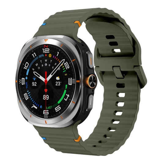 For Samsung Galaxy Watch Ultra 47mm / Ultra 2025 xDfind Wave Stitching Silicone Watch Band(Army Green) by xDfind