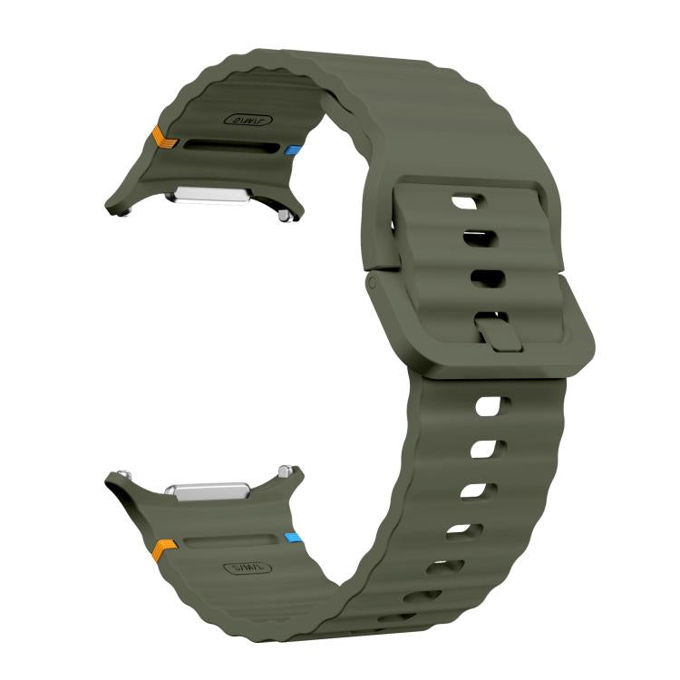 For Samsung Galaxy Watch Ultra 47mm / Ultra 2025 xDfind Wave Stitching Silicone Watch Band(Army Green) by xDfind