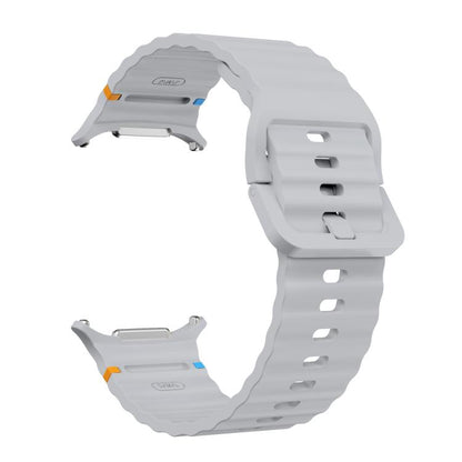 For Samsung Galaxy Watch Ultra 47mm / Ultra 2025 xDfind Wave Stitching Silicone Watch Band(Light Grey) by xDfind