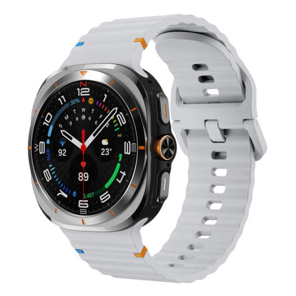 For Samsung Galaxy Watch Ultra 47mm / Ultra 2025 xDfind Wave Stitching Silicone Watch Band(Light Grey) by xDfind