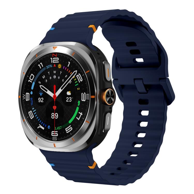 For Samsung Galaxy Watch Ultra 47mm / Ultra 2025 xDfind Wave Stitching Silicone Watch Band(Midnight Blue) by xDfind