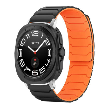 For Samsung Galaxy Watch Ultra / Ultra 2025 xDfind Magnetic Silicone Watch Band(Black Orange) by xDfind