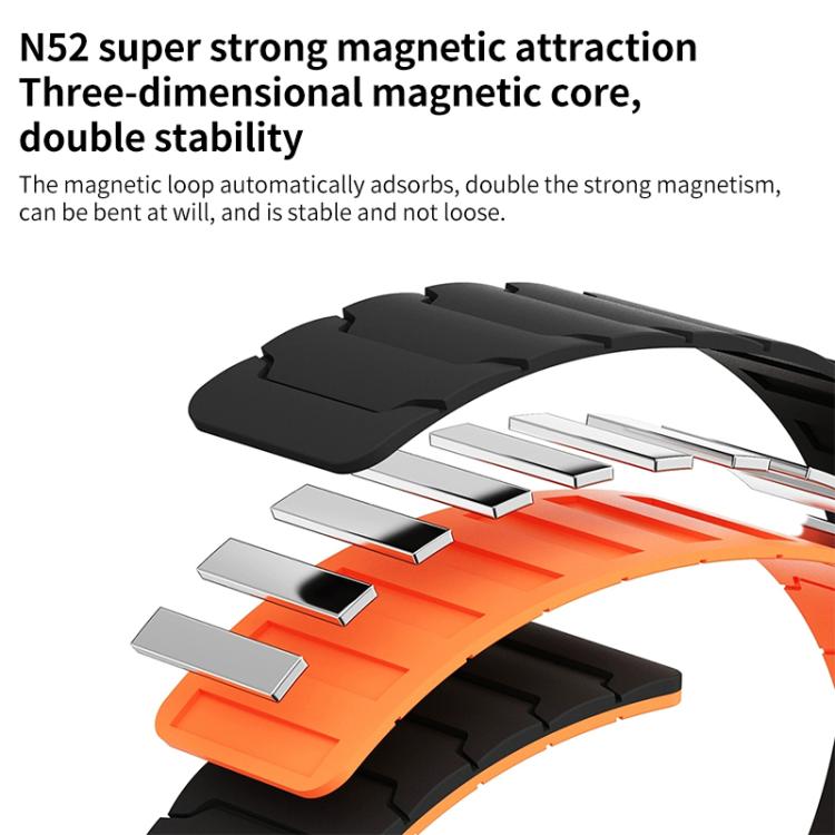For Samsung Galaxy Watch Ultra / Ultra 2025 xDfind Magnetic Silicone Watch Band(Black Orange) by xDfind