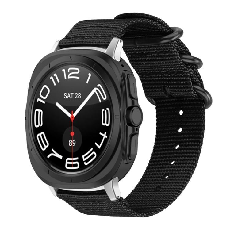 For Samsung Galaxy Watch Ultra / Ultra 2025 xDfind Ring Buckle Nylon Canvas Watch Band(Black) by xDfind