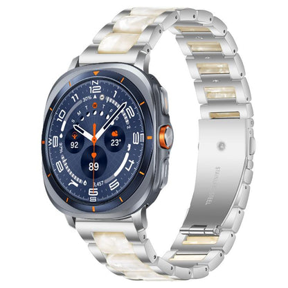 For Samsung Galaxy Watch Ultra/Ultra 2025 xDfind Three Beads Metal Resin Watch Band(Silver White) by xDfind